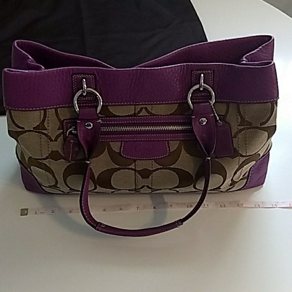 Coach Leather Purple and Brown Bag